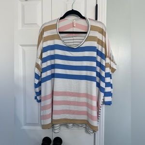 Multicolored striped quarter sleeve tunic